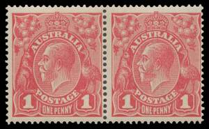 ONE PENNY RED COMB PERF SMOOTH PAPER: 1d carmine-rose Dies I-II horizontal pair BW #71(1)ia with the Watermark Inverted, unmounted, Cat $2750+: see Note 21 at page 4/76. Ex Greg Deleuil. Michael Drury Certificate (2015),