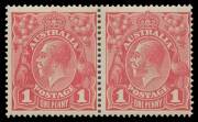 ONE PENNY RED COMB PERF SMOOTH PAPER: 1d carmine-rose Dies I-II horizontal pair BW #71(1)ia with the Watermark Inverted, unmounted, Cat $2750+: see Note 21 at page 4/76. Ex Greg Deleuil. Michael Drury Certificate (2015),