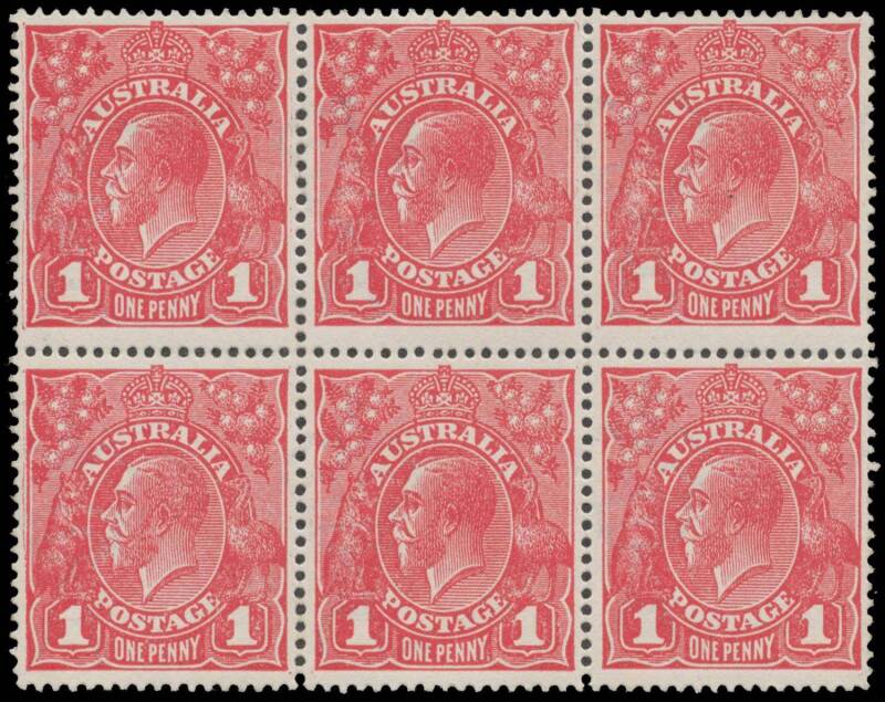 ONE PENNY RED COMB PERF ROUGH PAPER: Plate 1: 1d carmine-rose Dies I-II-II block of 6 BW #72(1)ia (SG 47/i), all four Die II Spurs are Erect, lightly mounted, Cat $3500+ (£1800+). Superb! A scarce block. Michael Drury Certificate (2005) as the then BW #72