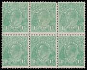 PENNY-HALFPENNY GREEN: 1½d green on Very Coarse Mesh Paper BW #88a block of 6 (3x2), one pulled perf at the top, four units are unmounted, Cat $5200+. Michael Drury Certificate (2015). Identified as from Electro 11.