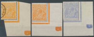 FOUR PENCE ORANGE: 4d orange from the first printing (aged gum, CTO) & from a later printing (**) both Pos [R60] with the Perforation Pinning Point in the margin, & 4d blue from the same position (**), Cat $300+.