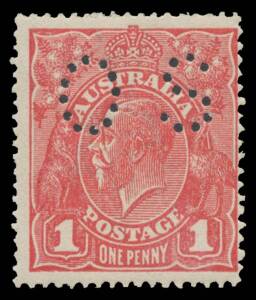 PUNCTURED 'OS': Rough Paper 1d dull red (G72) Die II with the Watermark Inverted BW #72a(1)ib (SG O54fw), very lightly mounted, Cat $1250: see Note 16 at page 4/89. Michael Drury Certificate (2015) doesn't mention that the watermark is inverted. [Stanley 