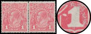 ONE PENNY RED COOKE PRINTINGS: Plate 3: 1d carmine-pink with Dot before '1' at Right BW #73(3)m being the second unit in a horizontal pair, well centred, minor hinge remainder, Cat $1500+. Ex Greg Deleuil.