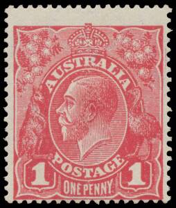 ONE PENNY RED HARRISON PRINTINGS: 1d deep carmine-rose (G105) with the Watermark Inverted BW #74a, lightly mounted, Cat $2500.