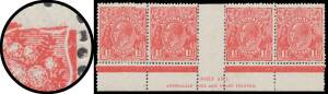 PENNY-HALFPENNY RED: Plate 2: 1&frac12;d red Void Corner BW #91(2)g/ga exhibit page with 1) Full Void in block of 8 with Mullett's Fifth Imprint ("Tick" to Right of Imprint); 2) Third Correction in block of 8 on Translucent Paper with Mullett's Third Imprint ("S