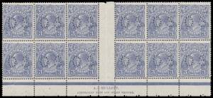 PUNCTURED 'OS': 3d dull blue with the Watermark Inverted BW #106aa/ab (SG O93w) block of 12 (6x2) from the base of the sheet with three Types A-B pairs & Mullett Imprint, the six left-hand units are unusually well centred, very minor perf reinforcing in t