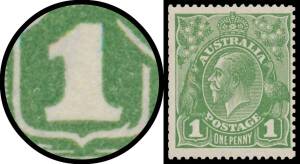 ONE PENNY GREEN: 1d green Die 2 with the Watermark Inverted BW #81(1)i (SG 95bw) from a coil with characteristic trimmed perfs at left, a little aged, Cat $4000 (&pound;1800): see Note 2 at page 4/124. The ACSC states that stamps with inverted watermark are fro