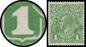 ONE PENNY GREEN: ditto, a more attractive & fresher example, Cat $4000. [Sir Gawaine Baillie's similar example sold for $3220]