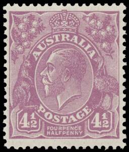 FOURPENCE-HALFPENNY DIE II VIOLET: 4&frac12;d violet BW #121 (SG 120a) very well centred, lightly mounted slightly browned gum as usual, Cat $12,500 (&pound;5000). One of the best centred examples we have seen. Michael Drury Certificate (2015). The ACSC states "This s