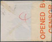 SIX PENCE: 6d maroon rare solo franking on an apparently commercial double-rate cover to Kentucky per "SS Maitai"with superb 'MELBOURNE/ 9 /29JA15/VICTORIA' cds & an unusually large red/white 'OPENED BY/CENSOR' label of Melbourne (?), faults but quite att - 2