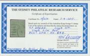 HALFPENNY GREEN SINGLE-LINE PERF: &frac12;d pale green BW #64B (20a), exceptional centring, Melbourne machine cancellation, Cat $1000 (&pound;550). Michael Drury Certificate (2015). - 3