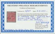 ONE PENNY RED SINGLE-LINE PERF: 1d carmine-red with Thin 'G' Retouch BW #70(2)L, Queensland machine cancellation well clear of the variety, Cat $2000. Superb! Michael Drury Certificate (2015). The ACSC states "Stamps from the Left Plates (Panes I-IV) with - 3