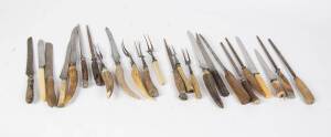 A collection of carving knives, forks and steels, 19th and 20th Century. (80 items)