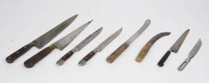 A collection of cooks & butchers knives, antique and contemporary. (20 tems).