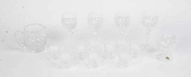 Assorted Waterford crystal glasses & Stuart crystal jug. (13 pieces). 