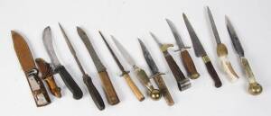 A group of hunting knives, pocket knives & kitchen knives. (62 items)