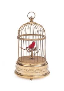 A French “singing bird in a cage” automata, 28 cm