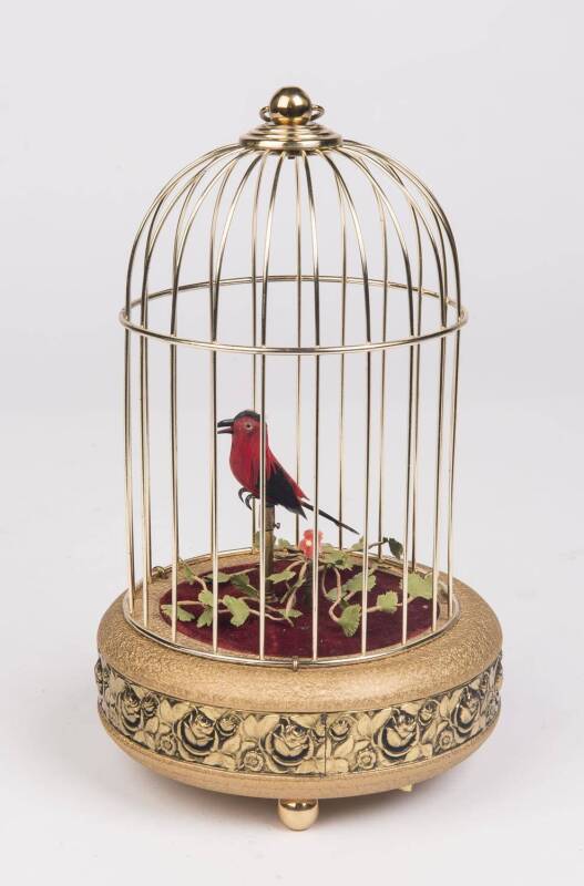 A German “singing bird in a cage” automata, 25 cm high