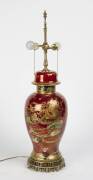 A Carlton ware Rouge Royale chinoiserie decorated lamp with shade.  - 2