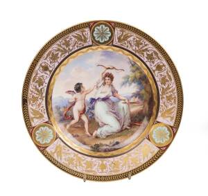 A Vienna porcelain titled cabinet plate "Cupido und Euphrosyne", 25 cm diameter