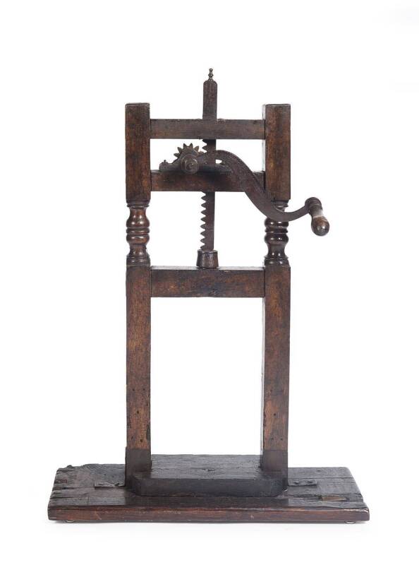 An antique French bottle corking machine. 99cm.