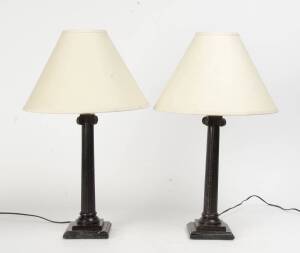 A Corinthian column table lamp, 42 cm high, and three Doric column table lamps, 38 cm high