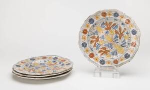 Set of 4 tin glazed earthenware plates, possibly French, 18th Century. 22cm diameter