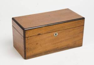 A George III string inlaid mahogany tea caddy 