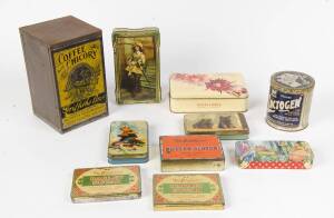 TINS, range of vintage tins with nice Griffiths Bros "Coffee with Chicory" tin, MacRobertson's tins (8). Condition varies.