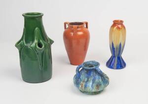 Four art pottery vases, English & Continental including Barnstaple. 24.5cm.