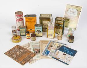 Rawleigh's (USA) collection, noted range of ephemera with catalogues, cook books, photos, postcards & labels; plus various bottles & tins. Inspection will reward.