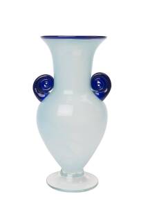 A Richard Morrell blue art glass vase, signed Morrell to base. 38cm 