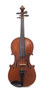 A Bohemian trade violin Stradivarius copy, no label, with case and fine bow. 