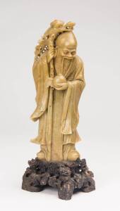 A Chinese soapstone carving figure of "Shoulao", 20th Century. 24.5cm high.