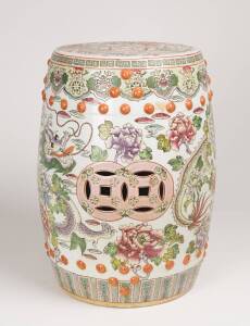 A Chinese enamel porcelain drum stool, 20th Century. 50 x 30cm