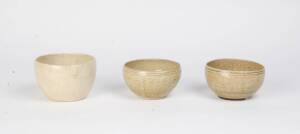 Three deep celadon glazed bowls, 14th-15th Century