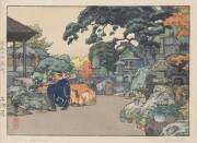 Five Japanese prints by Yoshida, 20th Century. 26x19cm to 35x27cm