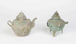 Two early bronze cover vessels, probably 12th to14th Century. 21cm and 20cm high