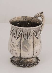 A William IV sterling silver fluted mug by John & Joseph Angell, London 1830. 8cm high, 125grams