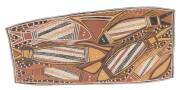 GEORGE MILPURRURRU (1934-1998): Untitled (Fish), natural earth pigments on bark. 60 x 26 cm