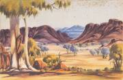 REUBEN PAREROULTJA (1916-1984), Central Australian Landscape, watercolour, 36 x 55 cm