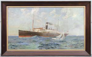 CHARLES EPHRAIM SMITH TINDALL (SCOTLAND, AUSTRALIA 1863-1951): The S.S. Wyreema, oil on canvas, signed and dated 1909 lower right, 151 x 273cm