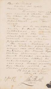 UNION OF SOUTH AFRICA: A signed hand written letter, 7 January 1897 by Louis Botha