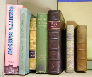 BOOKS, noted "Life and Adventures of Common Sense" by Lawrence [London, 1769]; "The Tale of Little Pig Robinson" by Beatrix Potter [2nd printing, London, 1930]; "The Road to Oxiana" by Byron [1st ed, London, 1937] rebound; "Sydney From The Sky" by Frank H