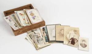 Magic lantern slides, postcards, antique photographs etc. (50+ items)