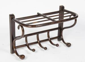 A bentwood wall mounted coat rack, Austrian, circa 1900. 37cm high, 61cm wide, 34cm deep.