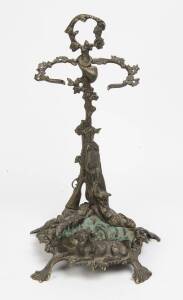 A bronze umbrella stand with hunting motifs. 56cm. 