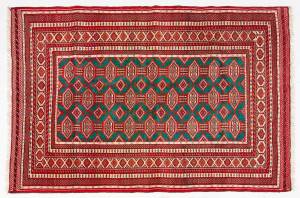 A group of 3 hand woven tribal rugs. Largest 105 x 152cm. 