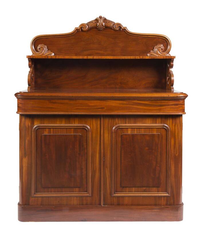 A Victorian mahogany chiffonier. 158cm high, 128cm wide, 54cm deep. 