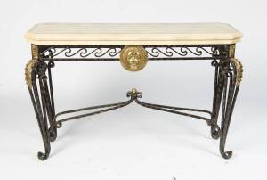 A Louis XV style brass and wrought iron hall table, designed by Maitland-Smith, 20th Century. 77cm high, 124cm wide, 44cm deep